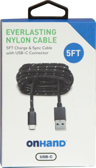 ON HAND A TO C CABLE 5FT,  BLACK - ONLINE ONLY