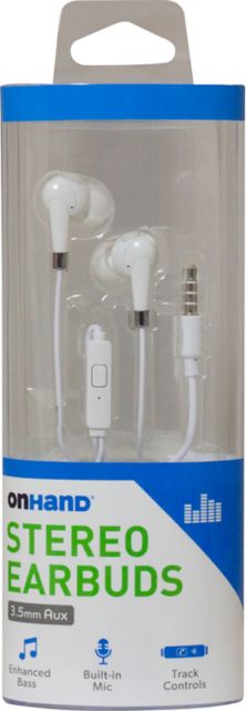OnHand Stereo Earbuds, White - ONLINE ONLY