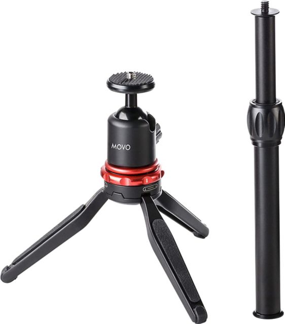 MOVO Adjustable Tabletop Tripod, Black