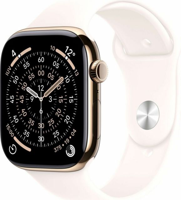 Apple Watch Series 11 GPS + Cellular 42mm Gold Titanium Case with Light Blush Sport Band - S/M